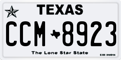 TX license plate CCM8923