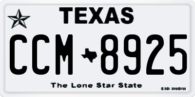 TX license plate CCM8925