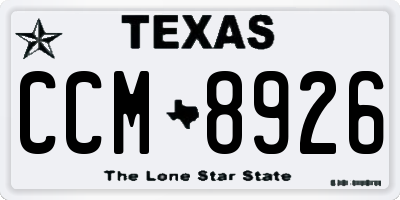 TX license plate CCM8926