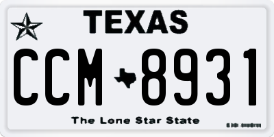 TX license plate CCM8931