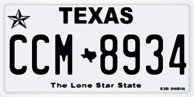 TX license plate CCM8934