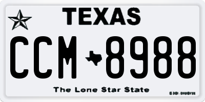 TX license plate CCM8988