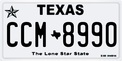 TX license plate CCM8990