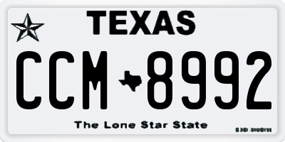 TX license plate CCM8992
