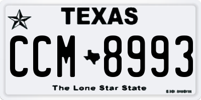 TX license plate CCM8993