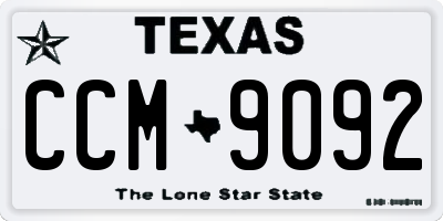 TX license plate CCM9092