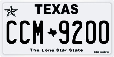 TX license plate CCM9200