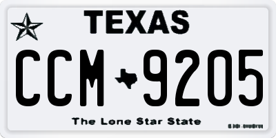 TX license plate CCM9205