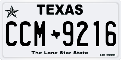 TX license plate CCM9216
