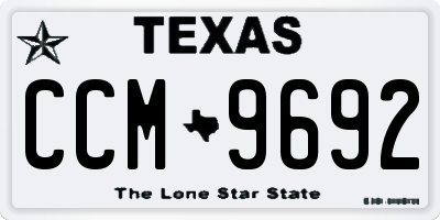 TX license plate CCM9692