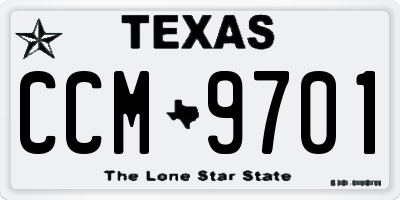 TX license plate CCM9701