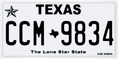 TX license plate CCM9834