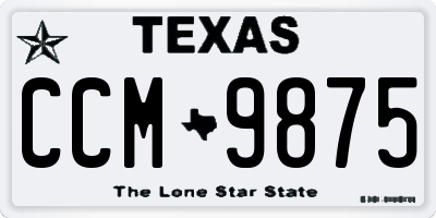 TX license plate CCM9875