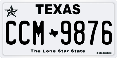 TX license plate CCM9876