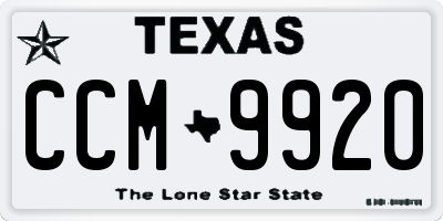 TX license plate CCM9920