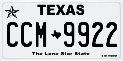 TX license plate CCM9922