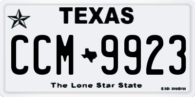 TX license plate CCM9923