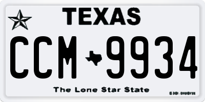TX license plate CCM9934