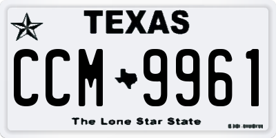 TX license plate CCM9961