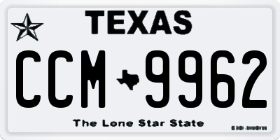 TX license plate CCM9962