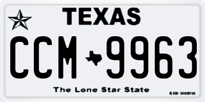 TX license plate CCM9963