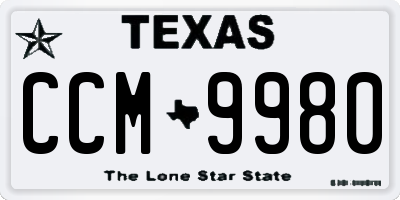 TX license plate CCM9980