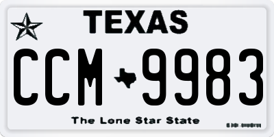 TX license plate CCM9983