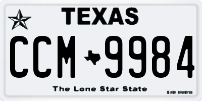 TX license plate CCM9984