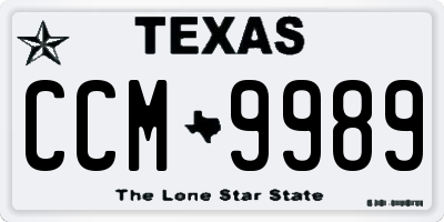 TX license plate CCM9989