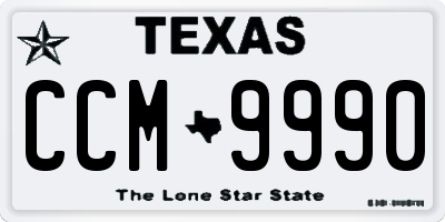 TX license plate CCM9990