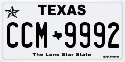 TX license plate CCM9992