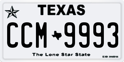 TX license plate CCM9993