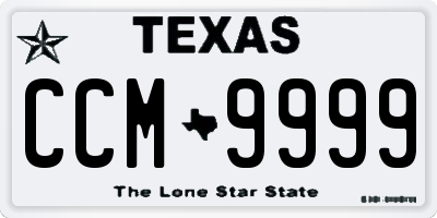 TX license plate CCM9999