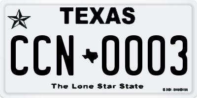 TX license plate CCN0003
