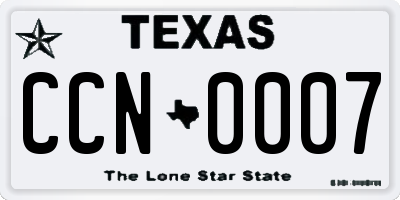 TX license plate CCN0007