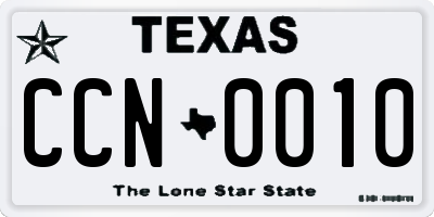 TX license plate CCN0010