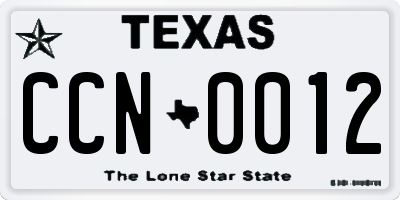 TX license plate CCN0012