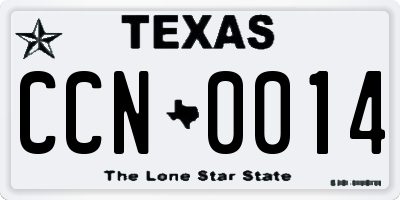 TX license plate CCN0014