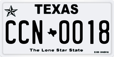 TX license plate CCN0018