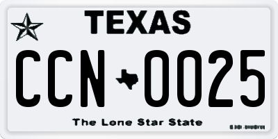TX license plate CCN0025