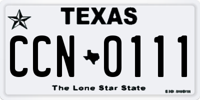 TX license plate CCN0111