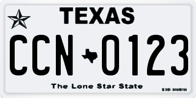 TX license plate CCN0123