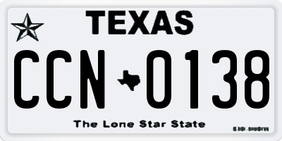 TX license plate CCN0138