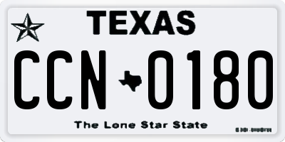 TX license plate CCN0180