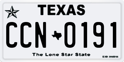 TX license plate CCN0191