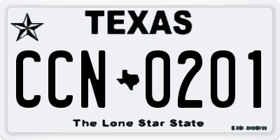 TX license plate CCN0201