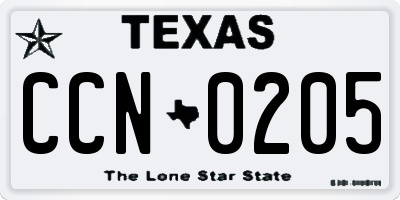 TX license plate CCN0205