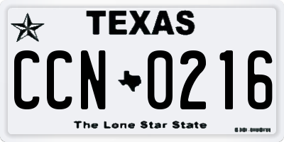 TX license plate CCN0216