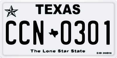 TX license plate CCN0301