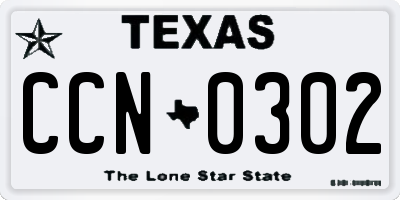 TX license plate CCN0302